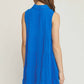Entro - Collared Sleeveless Tiered Tunic Top