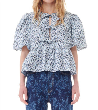 Ganni - Blusa Peplum Estampada Floral