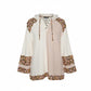 Pol - Oversize Long Sleeve Floral Patch Two Tone Hoodie Top