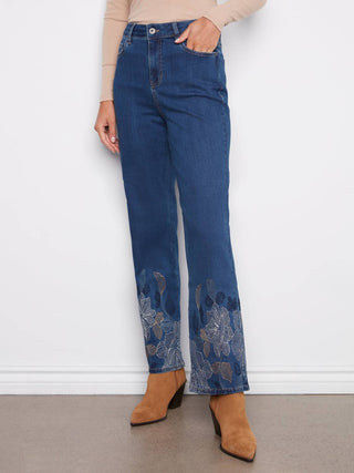Charlie B - Straight-leg Stretch Jeans With Metallic Thread Embroidery