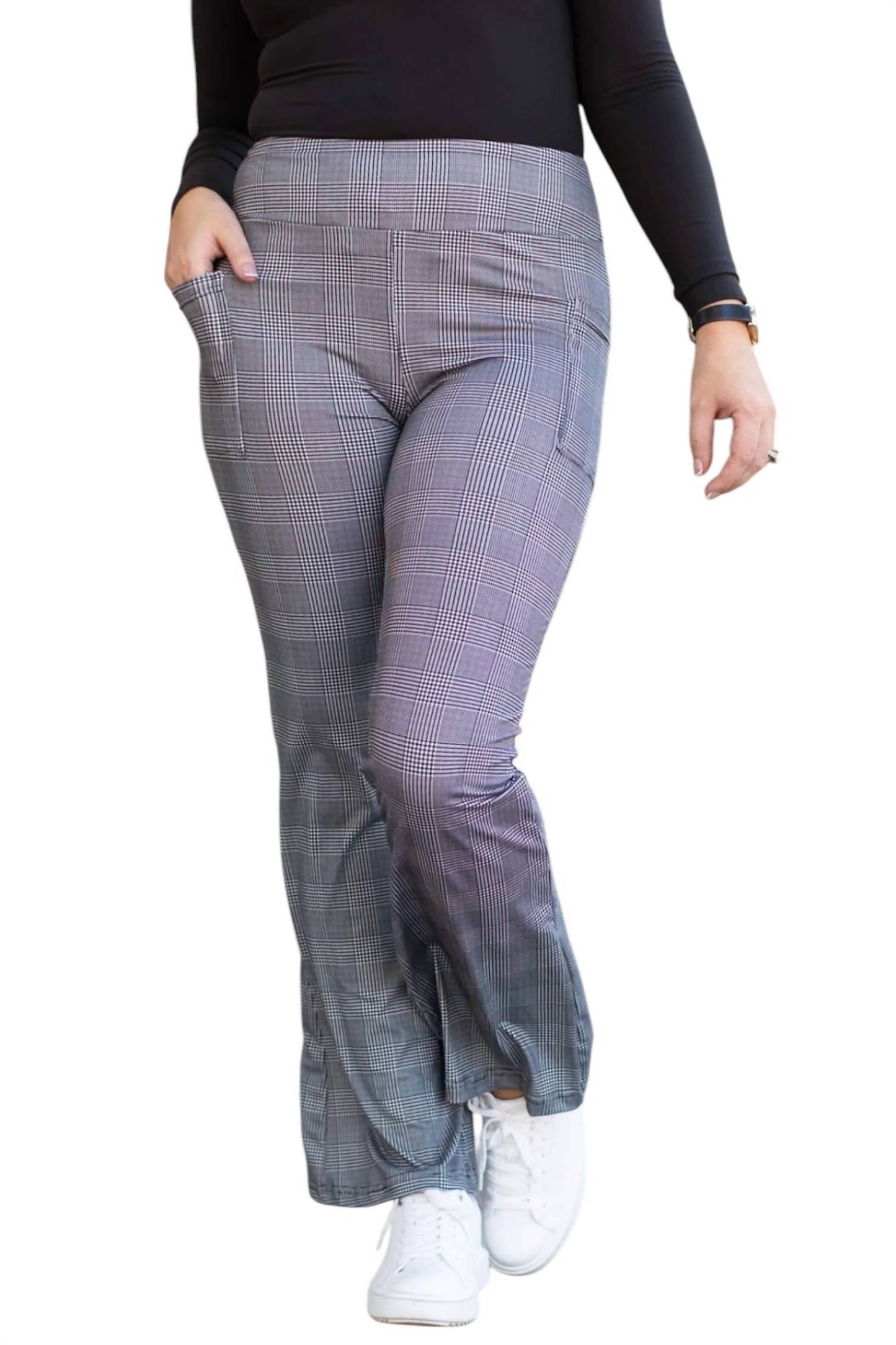 Julia Rose - Felicity Plaid Bootcut Leggings