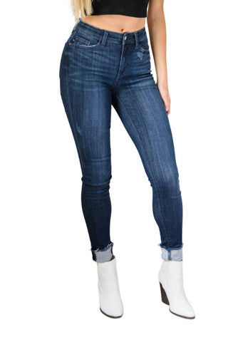 Judy Blue - Calça jeans skinny com cintura média e punho