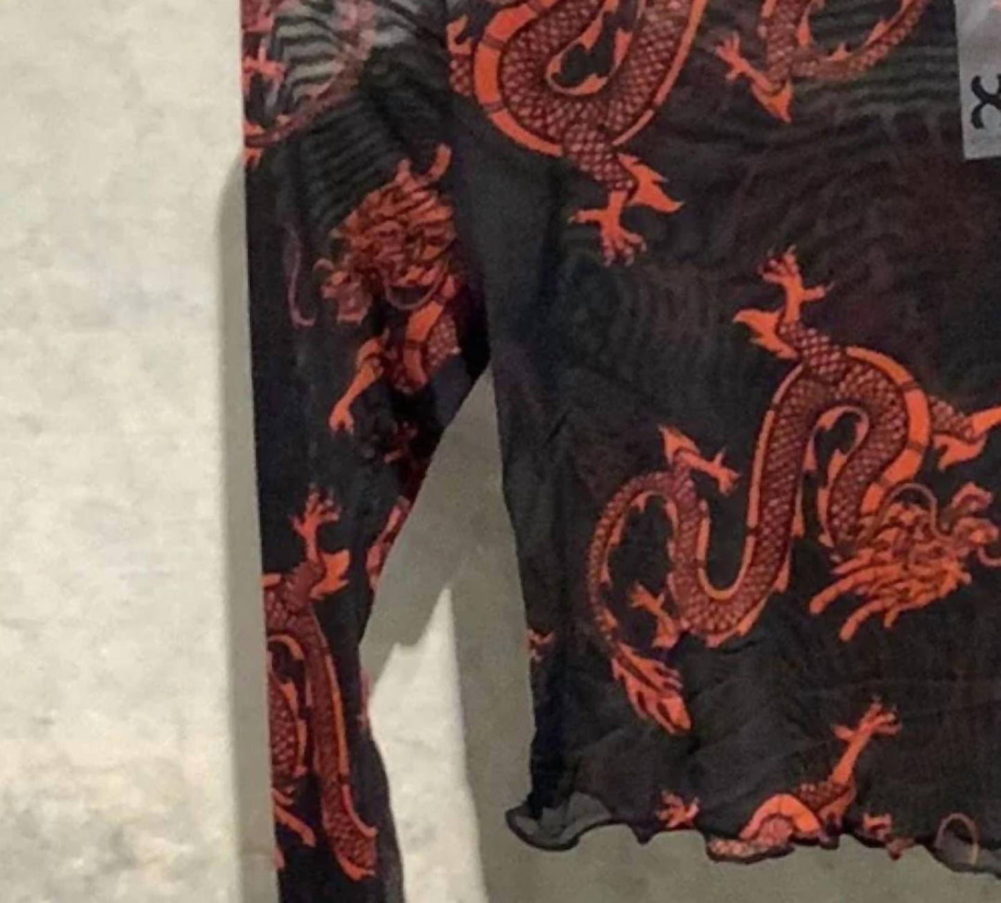 8586 - Women's Mesh Chinese Dragon Crop Top