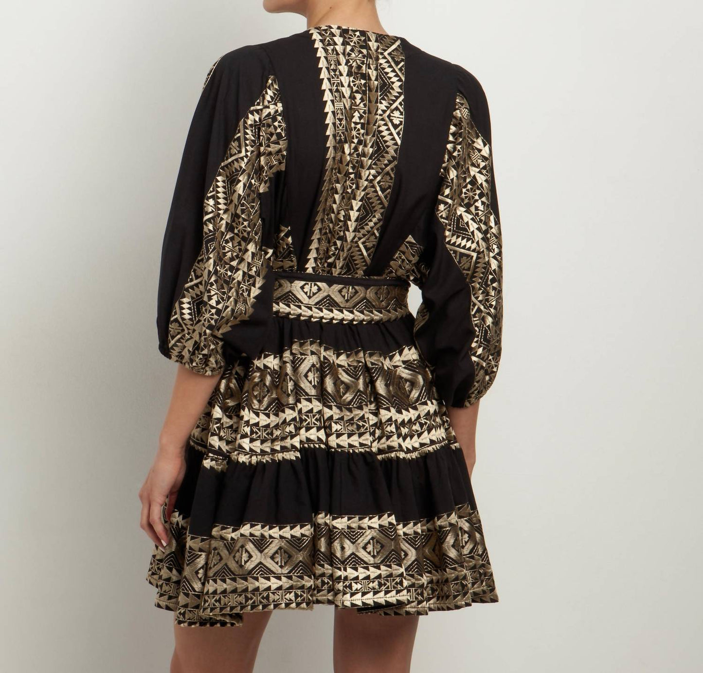 Greek Archaic Kori - Chemisier Short Sleeve Belted Dress