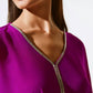 Joseph Ribkoff - Rhinestone Trim Ruffled Chiffon Poncho