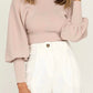 Esley Collection - Lovely mock neckline balloon sleeves top