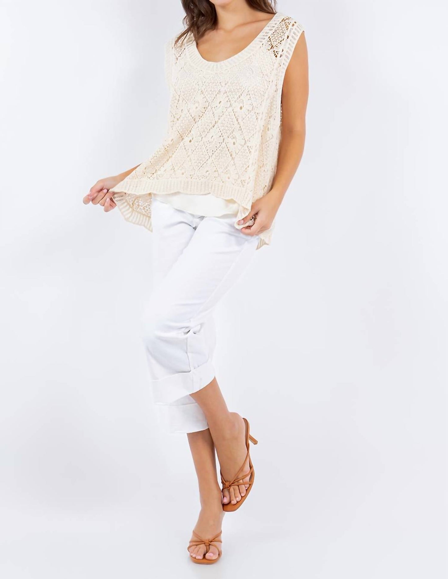 Paparazzi - Crochet Diamond Pattern Hi-Low Tank Top