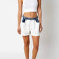 Olivaceous - Contrast Waistband Denim Shorts