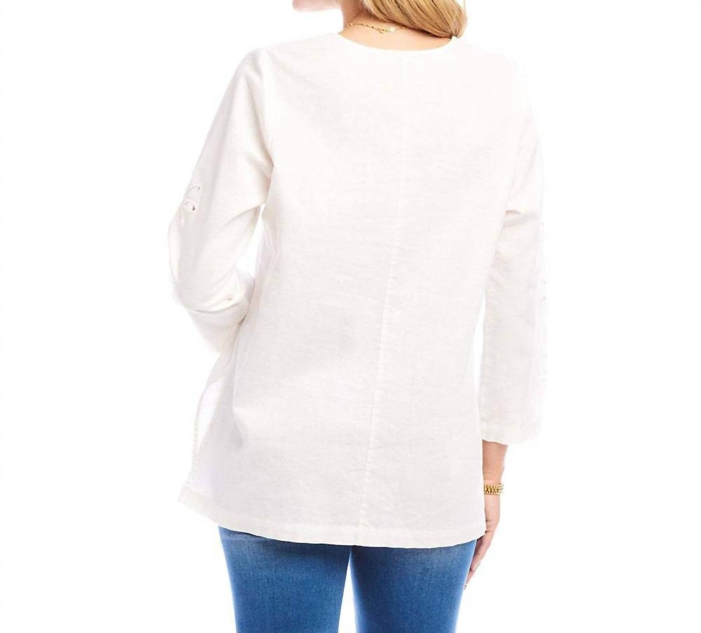 Karen Kane - Cutout Embroidered Flower Detail Tunic