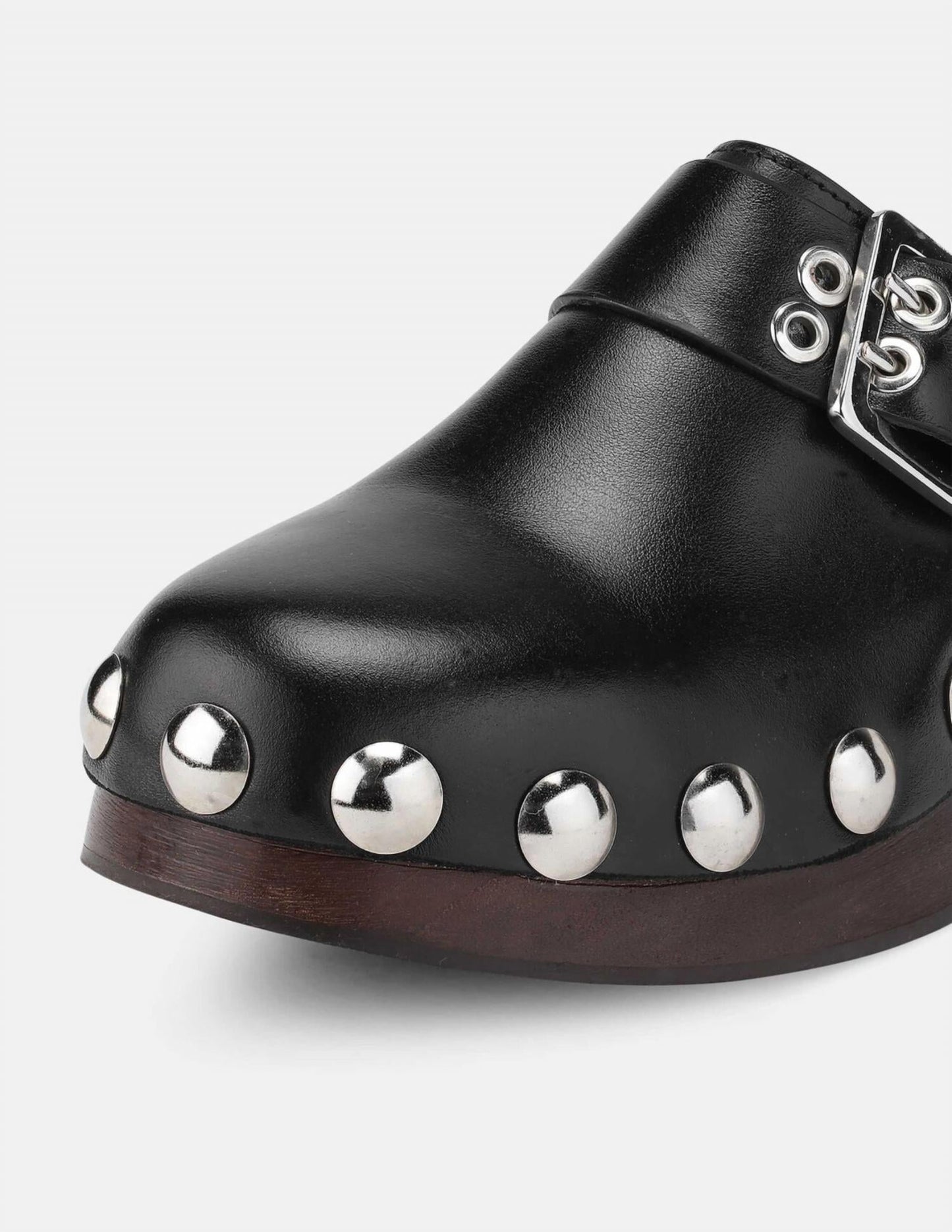 Ganni - WOMEN'S RETRO STUDDED LEATHER CLOG