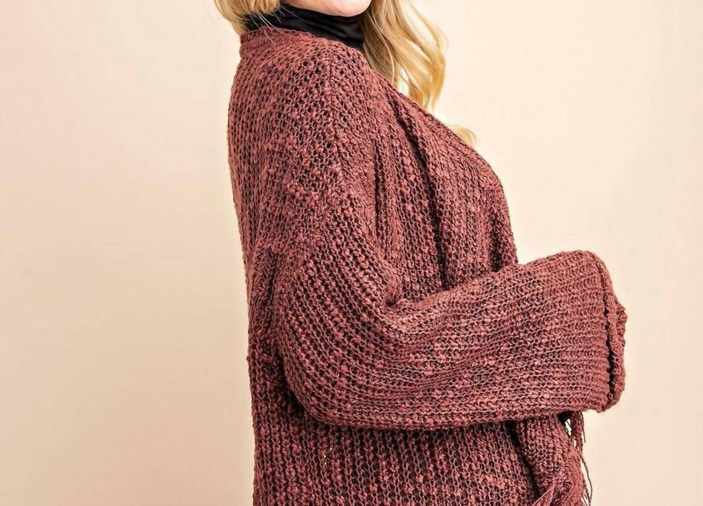 143 Story - Frayed Drape Sweater Cardigan