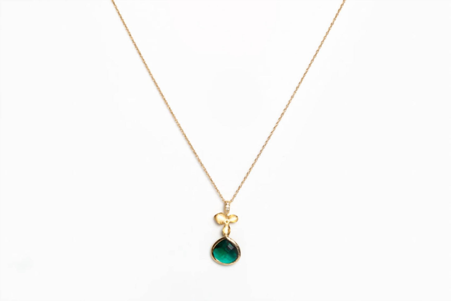 Avenue Chic - Women's Tiny Orchid Drop Pendant Necklace