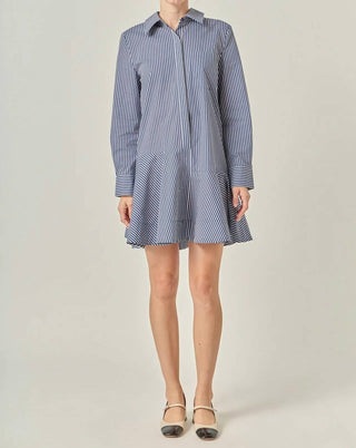 English Factory - Stripe Collar Flared Skirt Dress