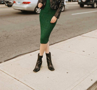 525 America - Emerald Ribbed Turtleneck Midi Dress