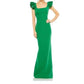 Ieena For Mac Duggal - Ruffle Cap Sleeve Open Back Column Gown Dress