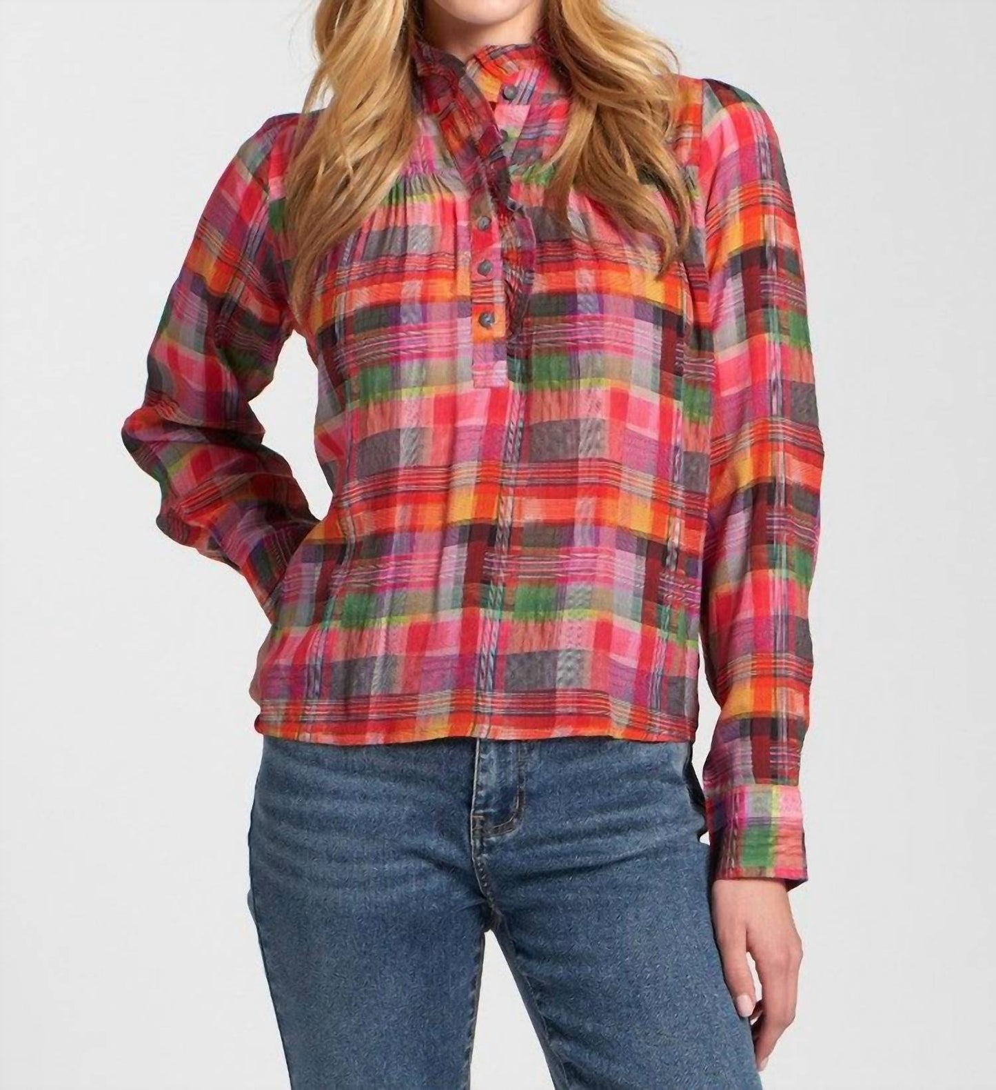 Apny - Ruffle Half Placket Blouse