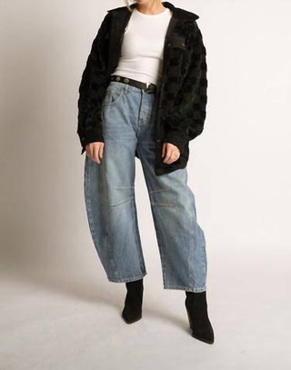 Bibi - Checkered Sherpa Oversized Shacket