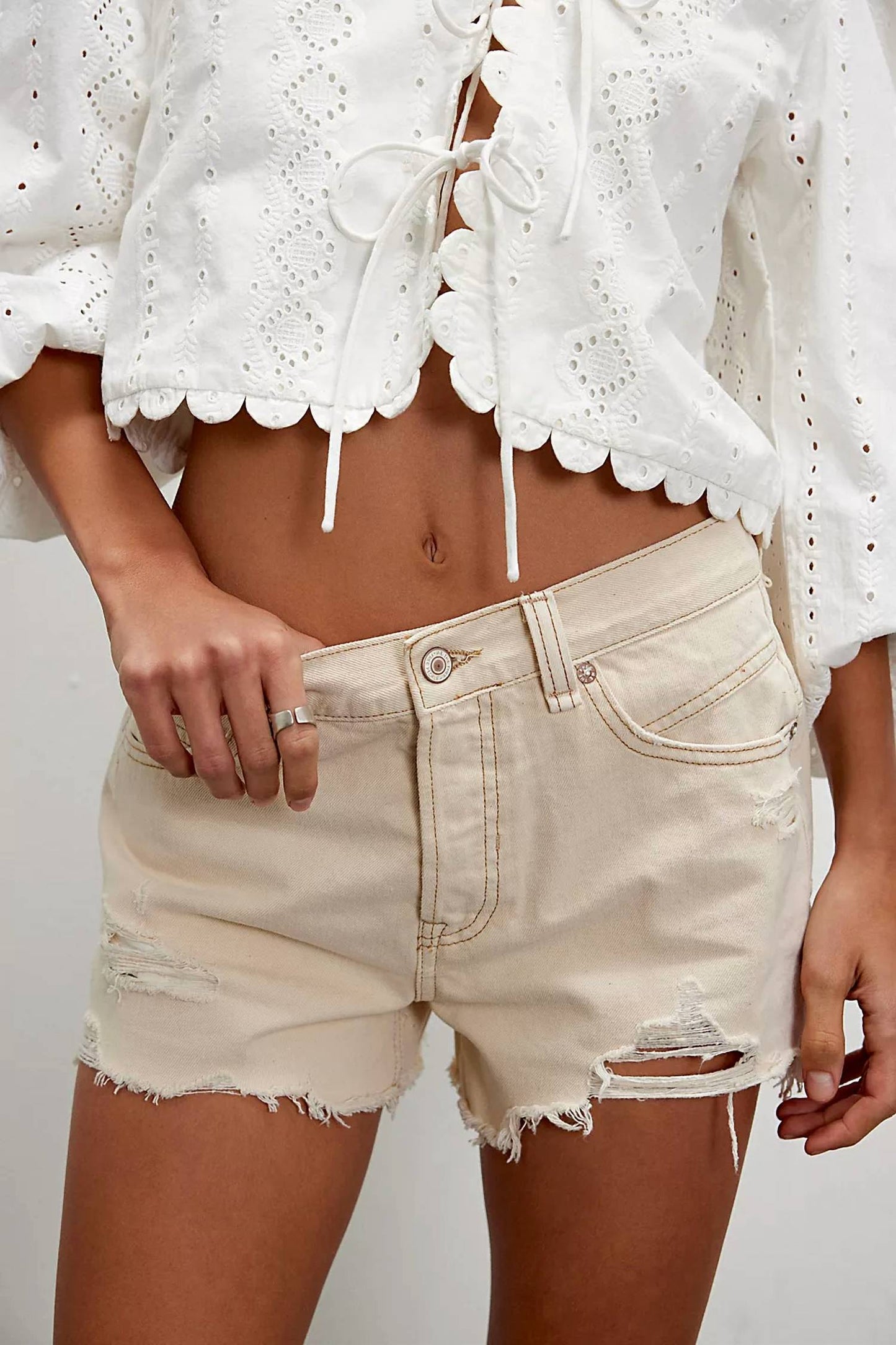Free People - Now Or Never Mid Waist Denim Shorts