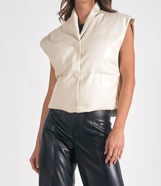 Elan - High Collar Vegan Leather Vest