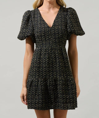 Sugarlips - Vestido curto de tweed com mangas bufantes