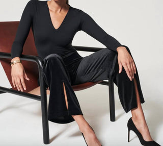 Spanx - Calça de veludo com fenda frontal
