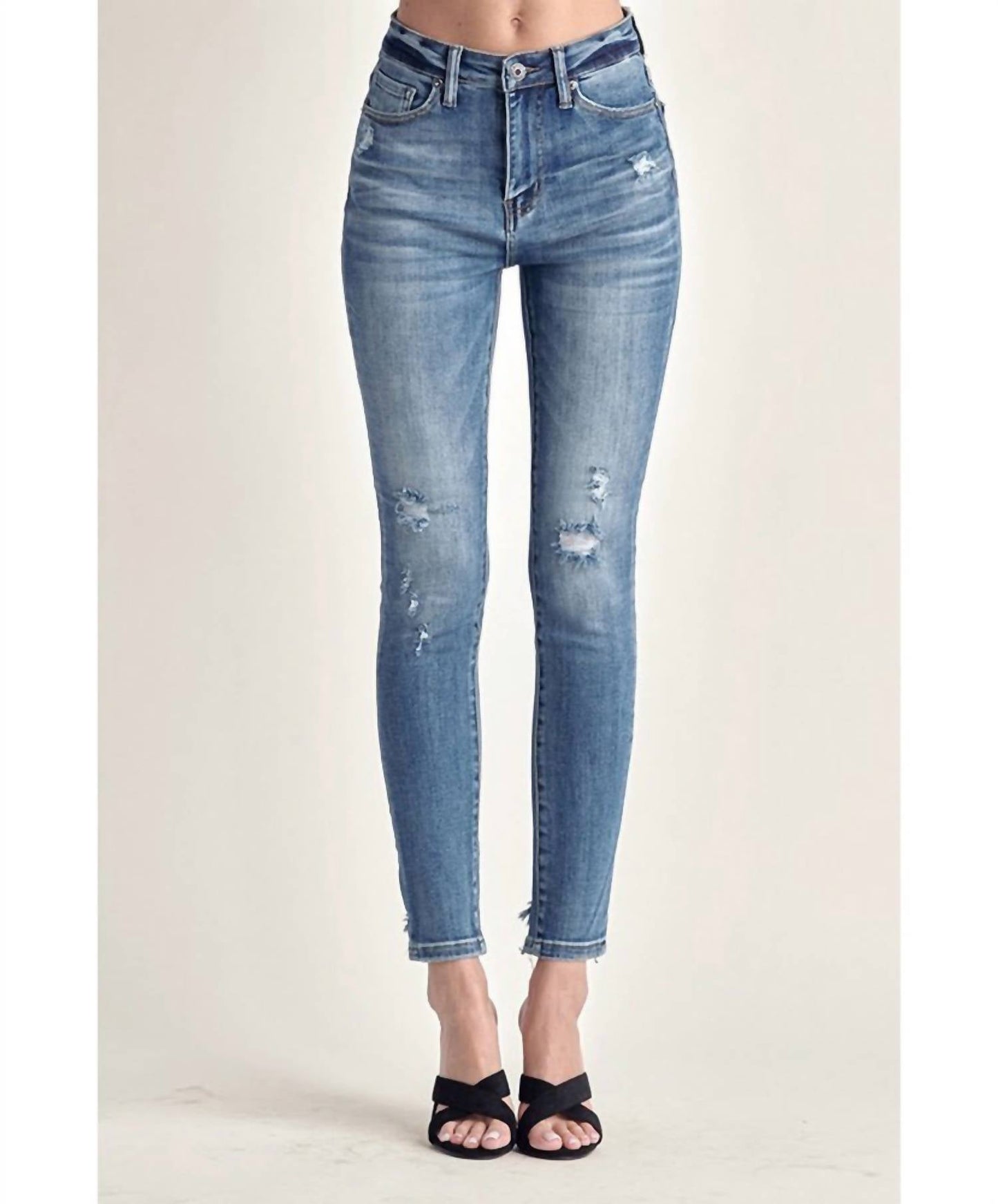 Risen - Summer High Rise Vintage Washed Skinny Jeans