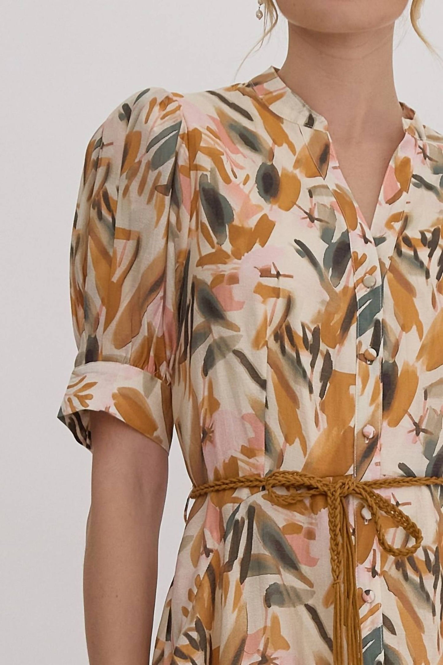 Entro - Leaf Print Dress