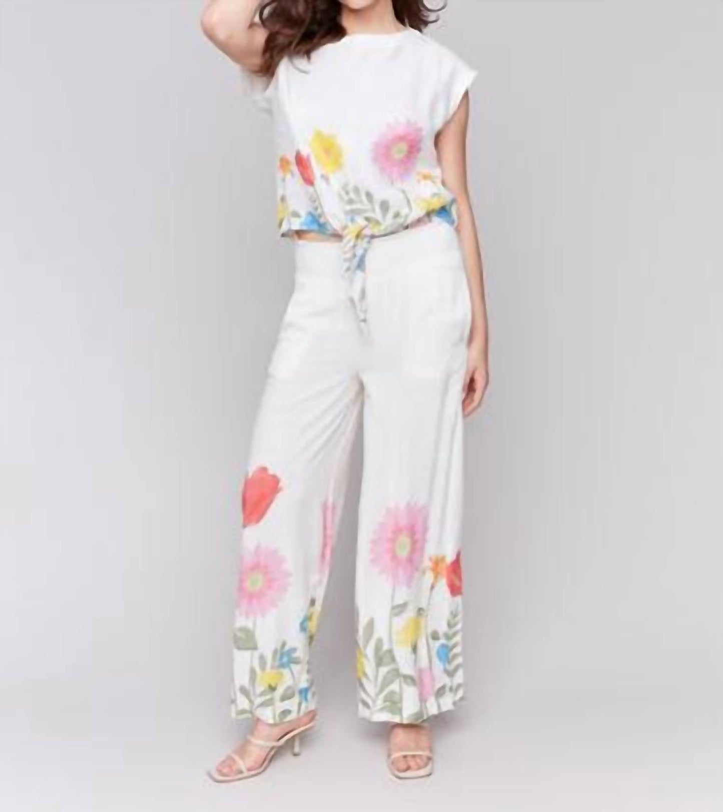 Charlie B - Printed Linen-blend Wide Leg Pants