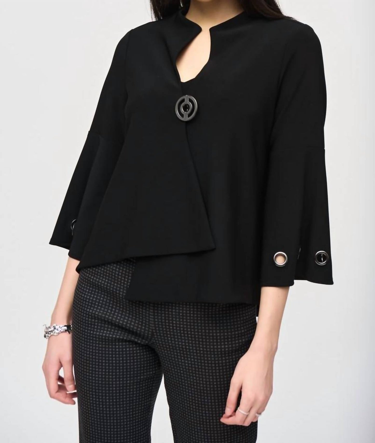 Joseph Ribkoff - Grommet Detail 3/4 Sleeve Asymmetric Swing Jacket