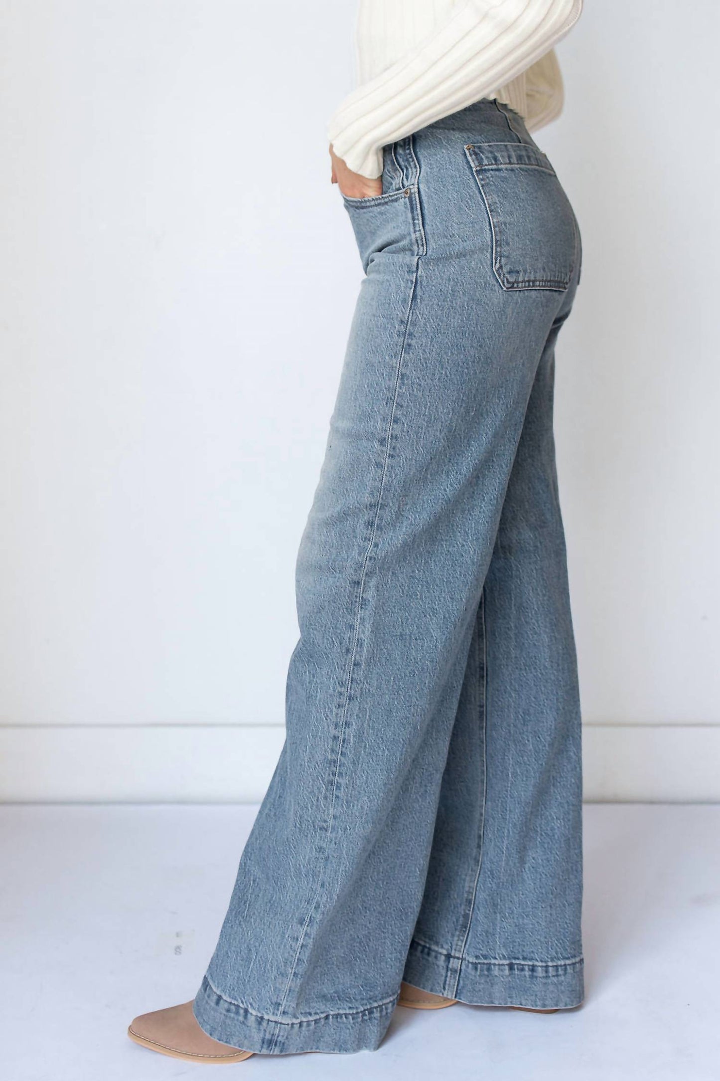 Pistola - Lana Double Button High Rise Ultra Wide Leg Jeans