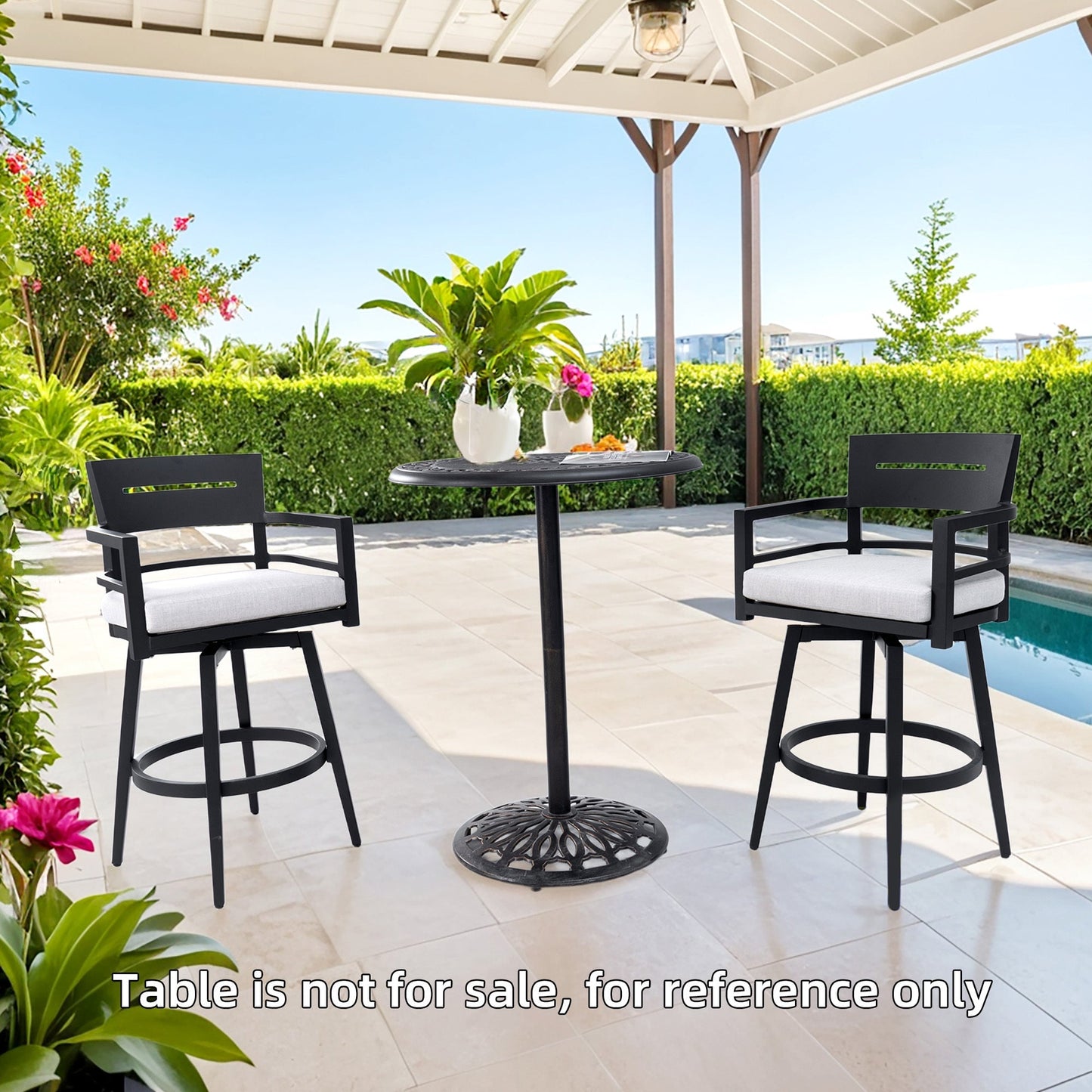 Modern Outdoor Swivel Bar Chairs Set of 2