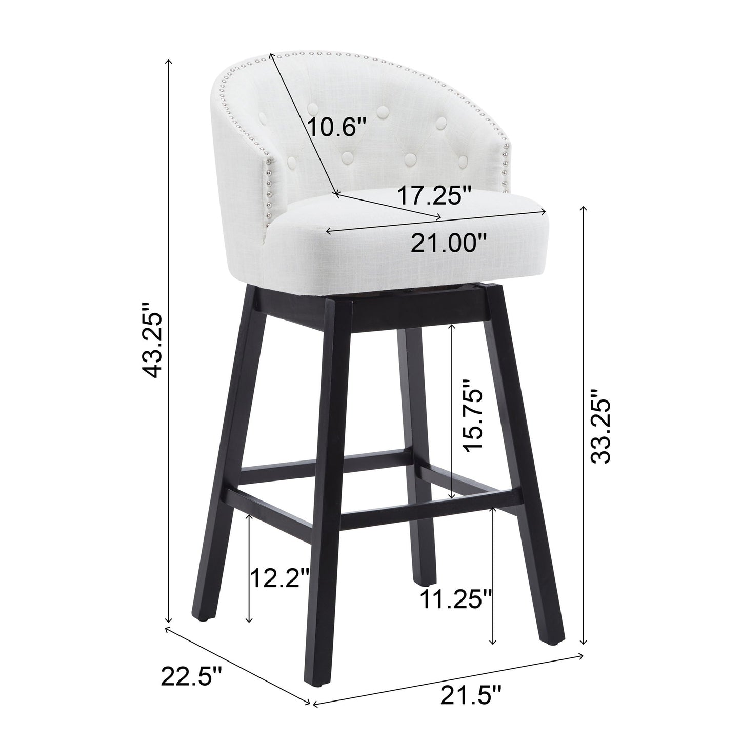 360 Degree Rotation Swivel Counter Stools (Set of 2)