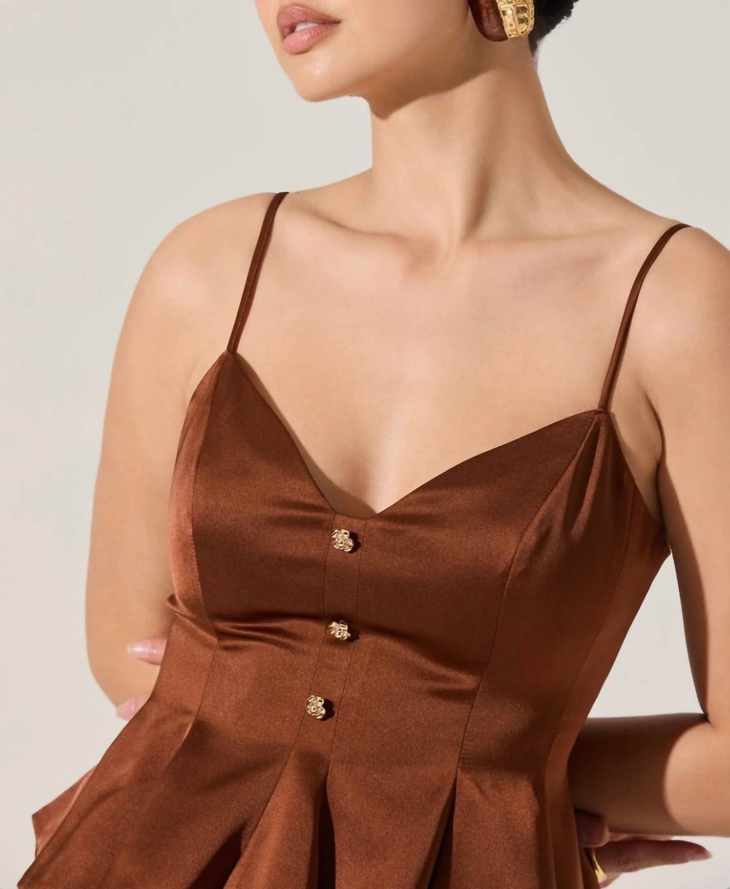 Astr - Paislee Satin Pleated Peplum Top