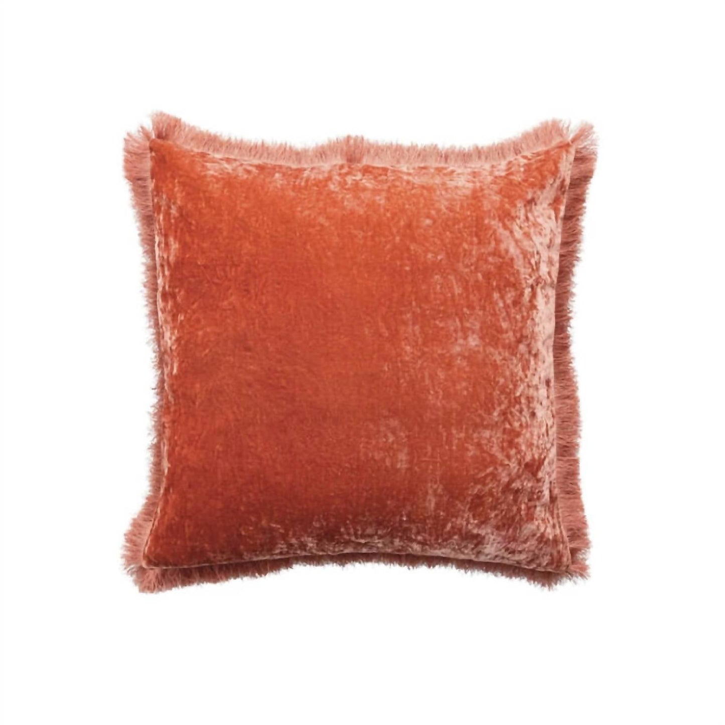Creative Co-Op - Square Fabric Blend Pillow With Eyelash Fringe
