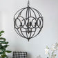 4 Light Metal Chandelier in Black Iron with Adjustable Chain