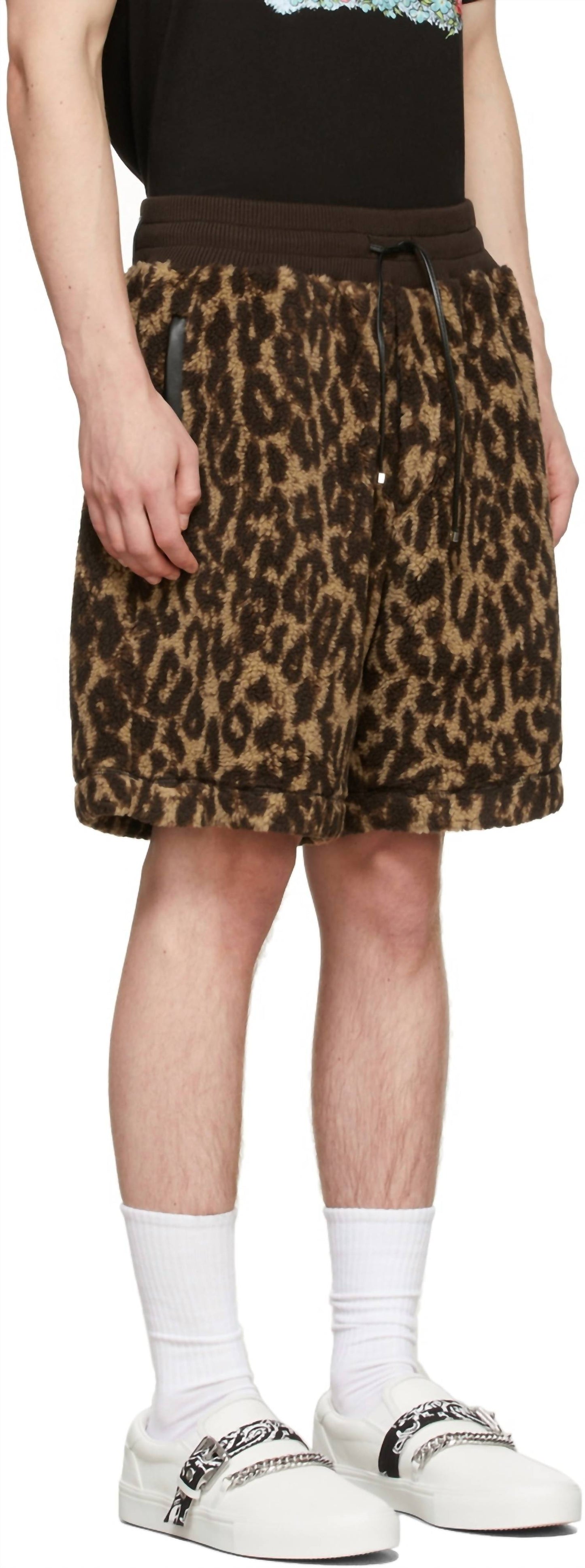 Amiri - Printed Leopard Fleece Shorts