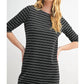 Fun 2 Fun - Quarter Sleeve Stripe Knit Dress