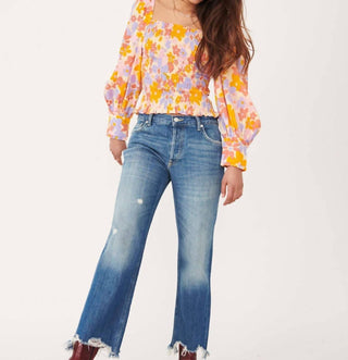 Free People - Maggie Jeans reto de cintura média