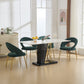Velvet Fabric Dining Chair with Curved Backrest and Golden Metal Legs