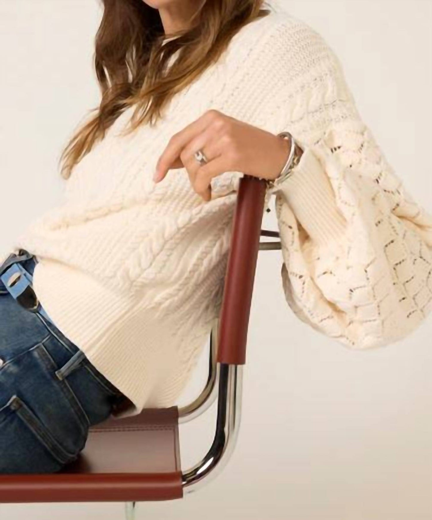 525 America - Piper Dramatic Sleeve Cable Sweater
