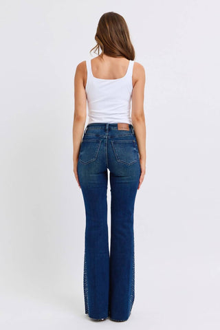 Judy Blue - Rhinestone Side Panel Detail Flare Jeans