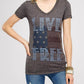 Urban X - Burnout Washed Dark Charcoal V-neck Tee