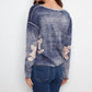 Charlie B - Reverse Print Floral V-neck Sweater