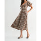Camellia - Jori Plaid Tie Front Midi Dress