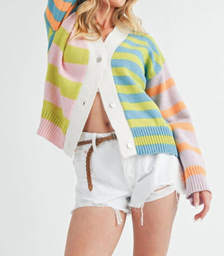 Aemi + Co - Pastel V Neck Button Closure Cardigan
