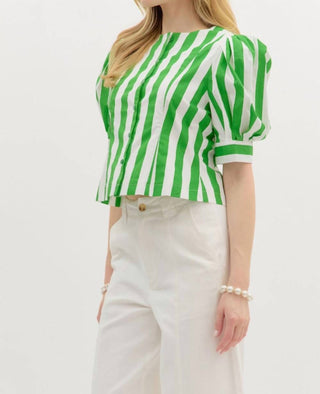 Entro - Sonoma Striped Puff Sleeve Top