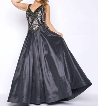 Mac Duggal - Vestido de baile de tafetá brilhante com ajuste e abertura frontal - Plus