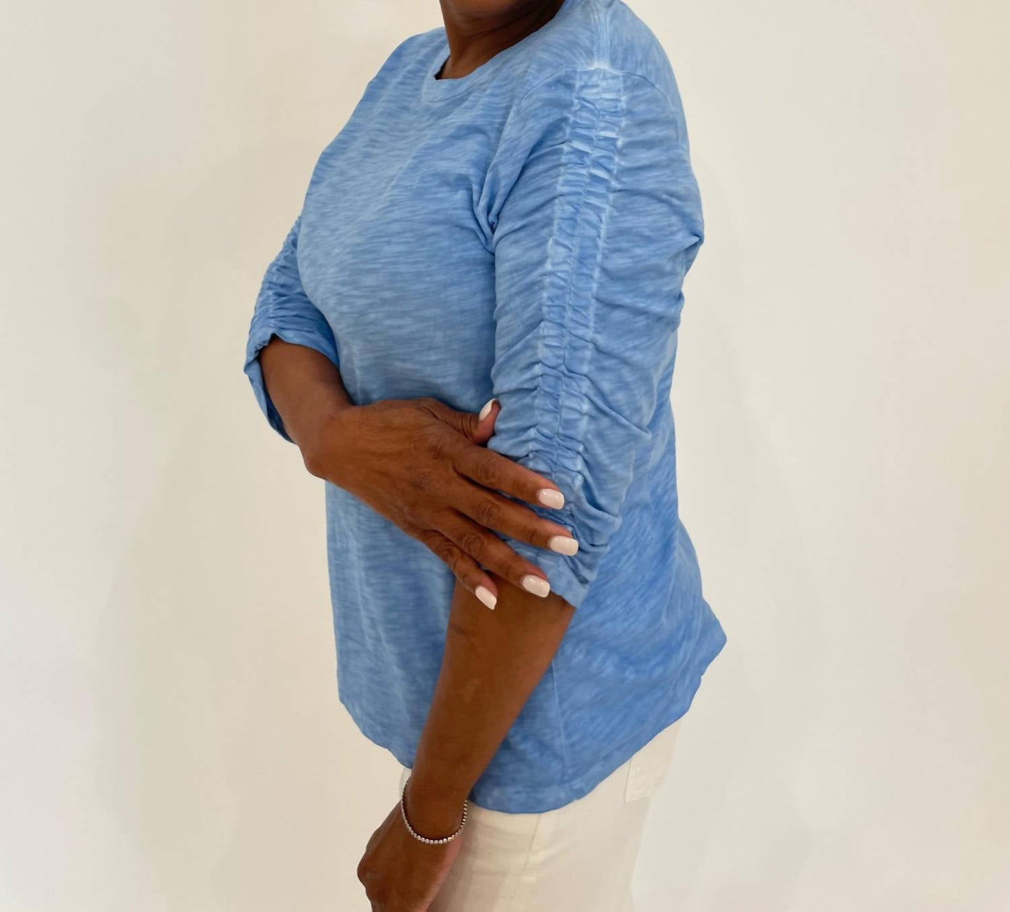 Elliott Lauren - Hannah Crew Neck Ruched Sleeve Tee