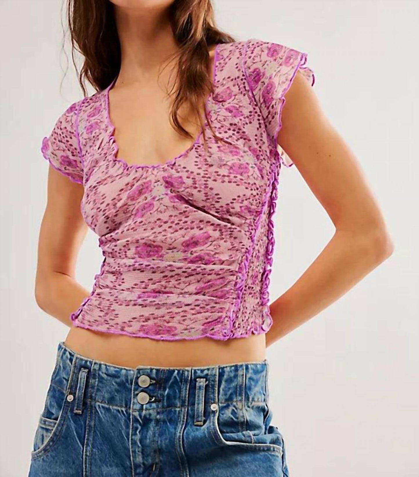 Free People - Oh My Baby Scoop Neck Crop Tee