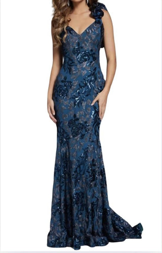 Jovani - vestido de lantejoulas de um ombro só